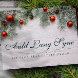 Christmas Pine Cones | Auld Lang Syne Greeting Postcard<br><div class="desc">Your business logo can be added

Available here:
http://www.zazzle.com/store/selectpartysupplies</div>