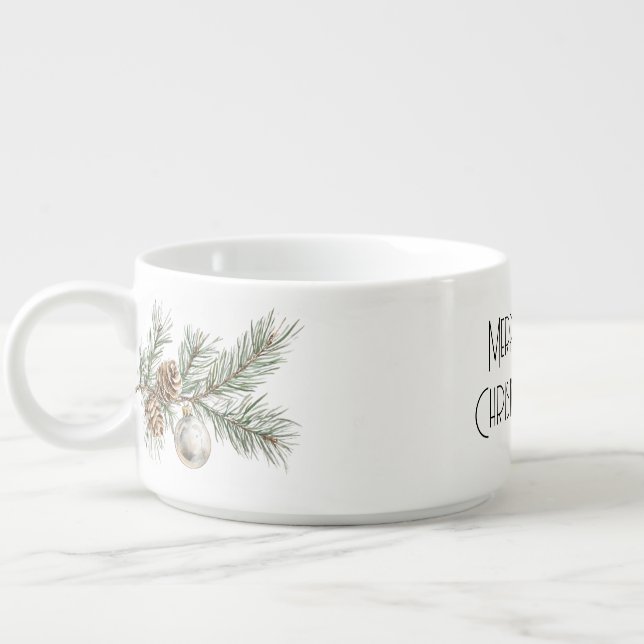 Christmas Pine Cones Branch and Ornament Bowl (Right)
