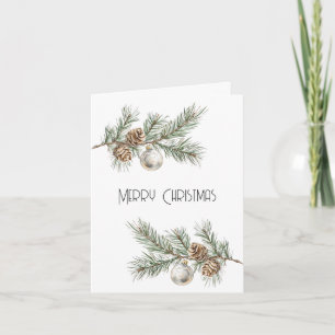 Christmas Pine Cones Branch and Ornament Card