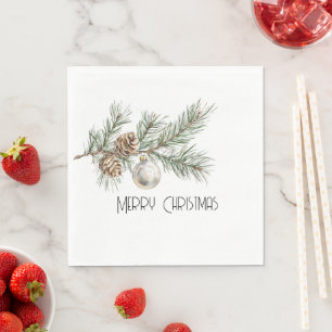 Christmas Pine Cones Branch and Ornament Napkins