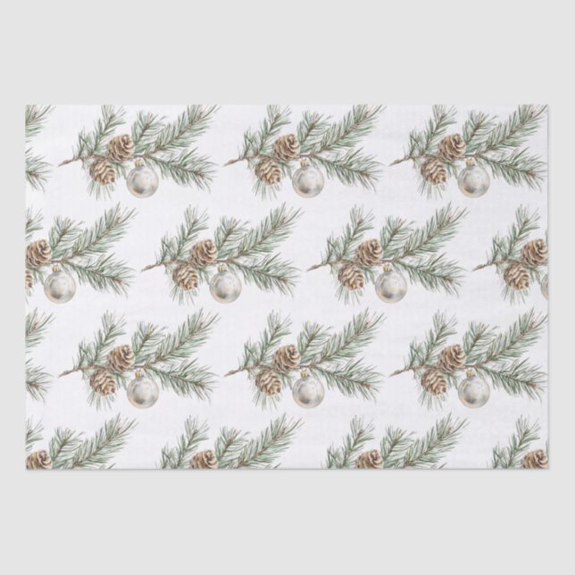 Christmas Pine Cones Branch Ornament Tissue Paper (Front)