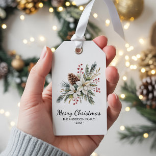 Christmas Pine Cones Branches flowers holly berry Gift Tags