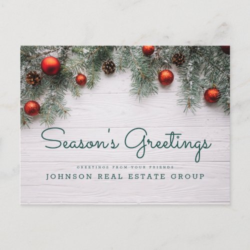 Christmas Pine Cones Business Seasons Greetings Postcard