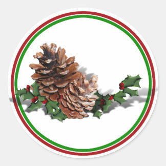 Christmas Pine Cones Classic Round Sticker