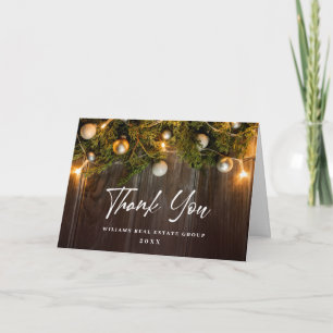 Christmas Pine Cones Corporate Holiday Letterpress Thank You Card