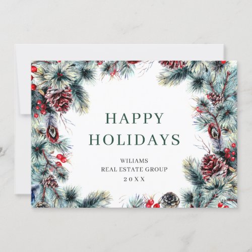 Christmas Pine Cones Corporate Rustic Greeting Holiday Card