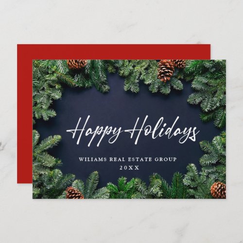 Christmas Pine Cones Corporate Rustic Greeting Holiday Card