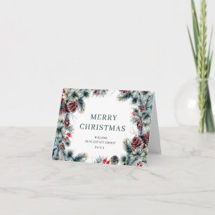 Christmas Pine Cones Corporate Rustic Greeting Holiday Card