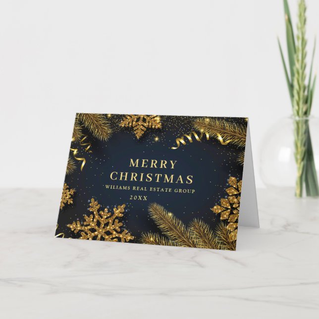 Christmas Pine Cones Corporate Rustic Greeting Holiday Card (Front)