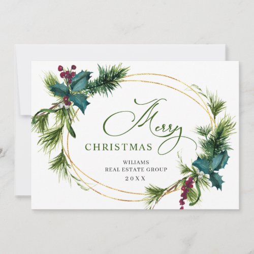 Christmas Pine Cones Corporate Rustic Greeting Holiday Card