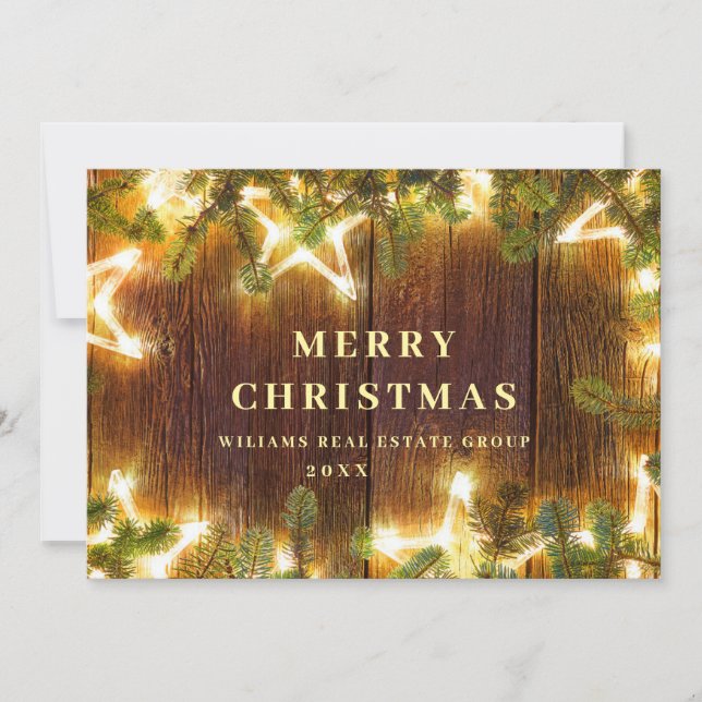 Christmas Pine Cones Corporate Rustic Greeting Holiday Card (Front)