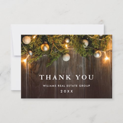 Christmas Pine Cones Corporate Rustic Holiday Boho Thank You Card
