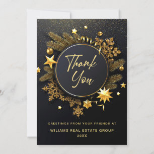 Christmas Pine Cones Corporate Rustic Holiday Thank You Card