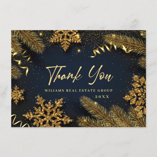 Christmas Pine Cones Corporate Rustic Holiday Thank You Card