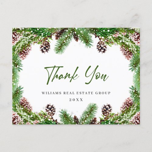 Christmas Pine Cones Corporate Thank You Card