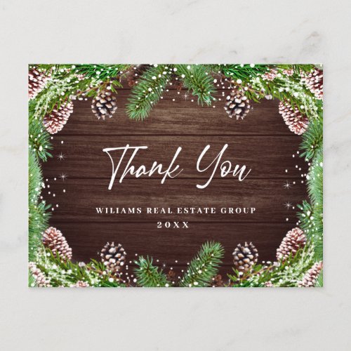 Christmas Pine Cones Corporate Thank You Holiday Postcard