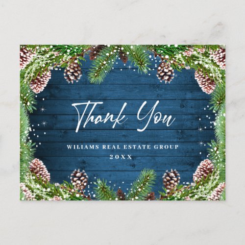 Christmas Pine Cones Corporate Thank You Holiday Postcard