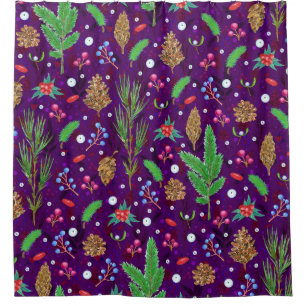 Christmas Pine Cones: Festive Seamless Shower Curtain