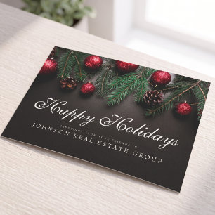Christmas Pine Cones Happy Holidays Greeting Postcard