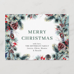 Christmas Pine Cones Rustic Greeting Holiday Card