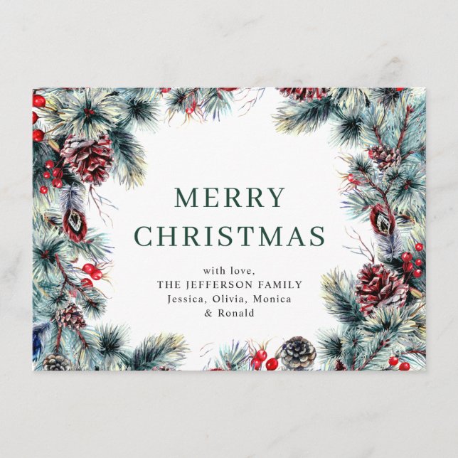 Christmas Pine Cones Rustic Greeting Holiday Card (Front)