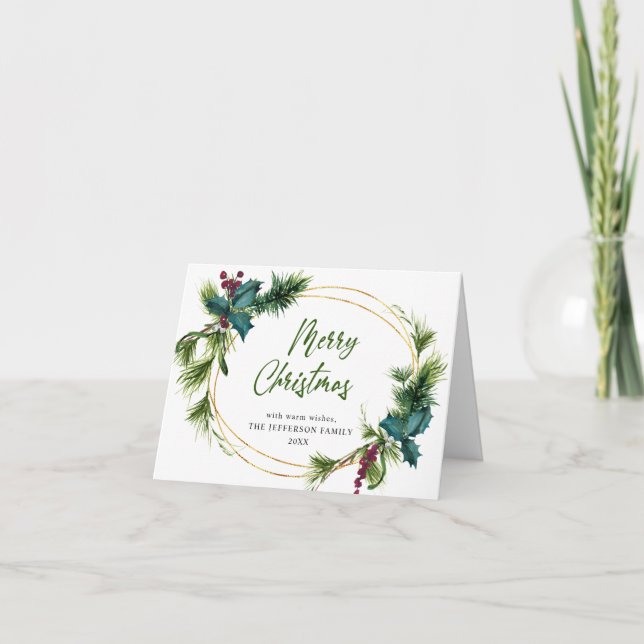 Christmas Pine Cones Rustic Greeting Holiday Card (Front)