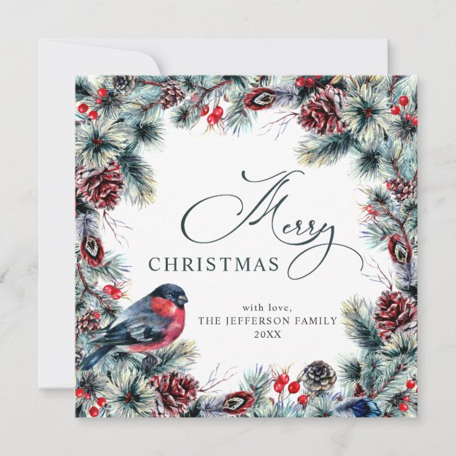 Christmas Pine Cones Rustic Greeting Holiday Card (Front)