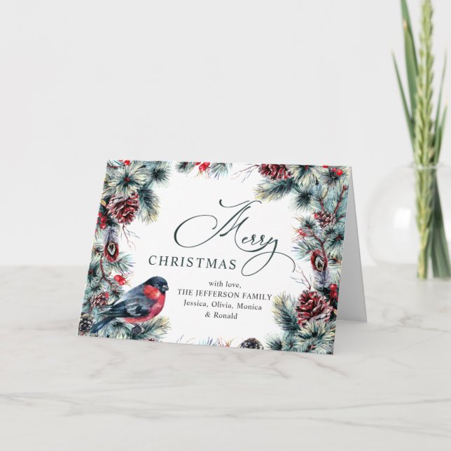 Christmas Pine Cones Rustic Greeting Holiday Card (Front)