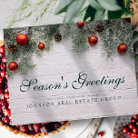 Christmas Pine Cones | Season's Greeting Postcard<br><div class="desc">Your business logo can be added

Available here:
http://www.zazzle.com/store/selectpartysupplies</div>
