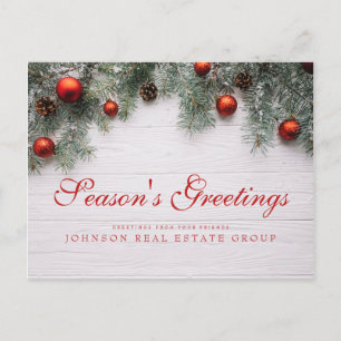 Christmas Pine Cones   Season's Greeting Postcard