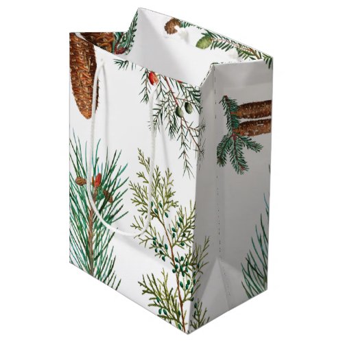 Christmas Pine Conifer Forest Festive Medium Gift Bag