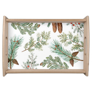 Christmas Pine Conifer Forest Festive Serving Tray