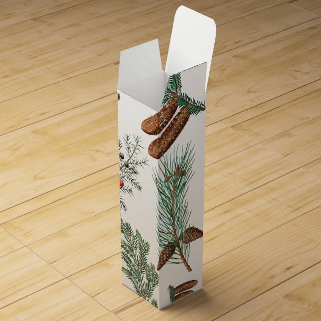 Christmas Pine Conifer Forest Festive  Wine Box (Opened)