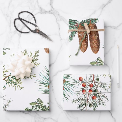 Christmas Pine Conifer Forest Festive Wrapping Paper Sheets