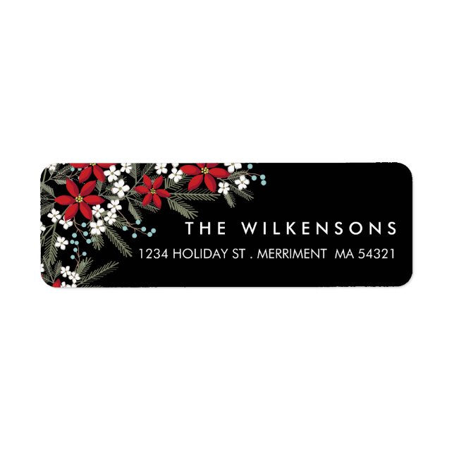 Christmas Pine & Floral Return Address Label (Front)