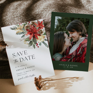 Christmas Pine Floral Save The Date Invitation