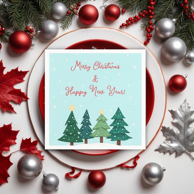 Christmas Pine  Forest Tree Merry Christmas Napkins (Creator Uploaded)