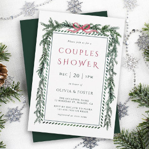Christmas Pine Garland Couples Shower Invitation