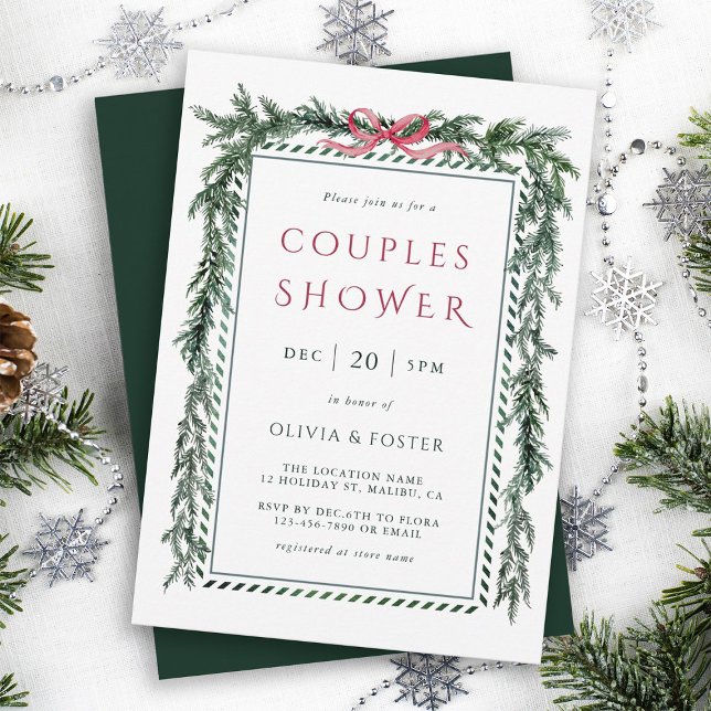 Christmas Pine Garland Couples Shower Invitation (Creator Uploaded)