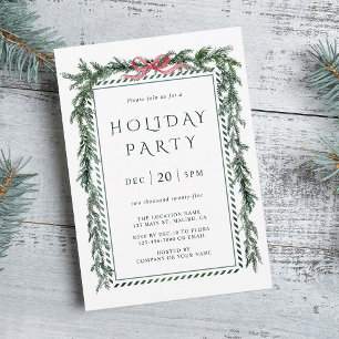 Christmas Pine Garland Holiday Party Invitation