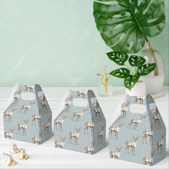 Christmas Pine Green Rustic Deer Favor Boxes (Multiple)