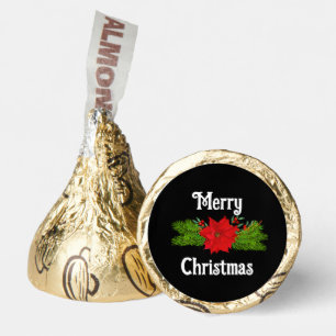 Christmas Pine Leaves and Poinsettia Hershey®'s Kisses®