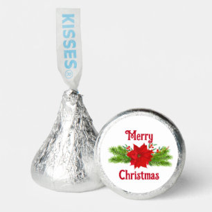 Christmas Pine Leaves and Poinsettia Hershey®'s Kisses®