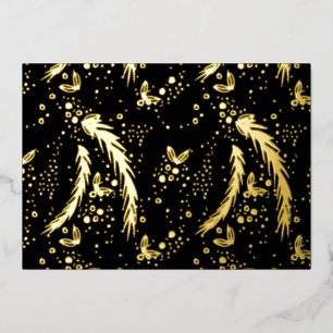 Christmas Pine Needles Photo Back PEACE LOVE JOY  Foil Holiday Card