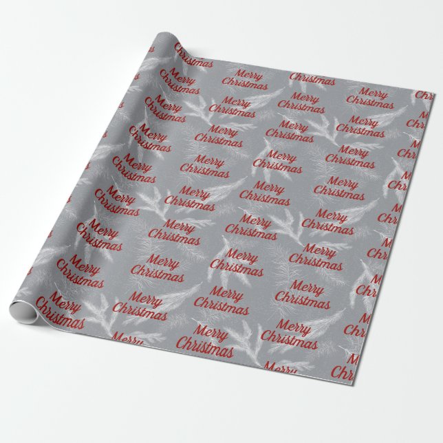 Christmas Pine on Gray  Wrapping Paper (Unrolled)