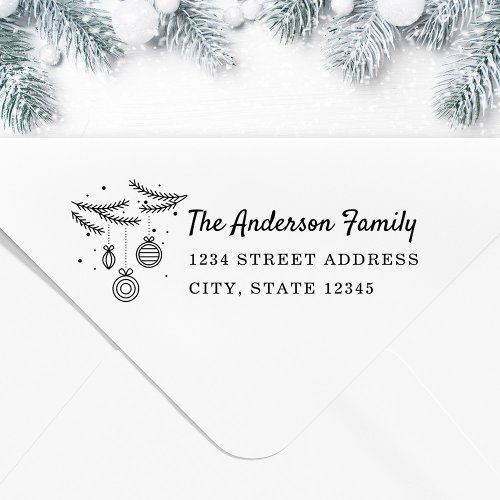 Christmas Pine Ornaments Custom Family Name Self_inking Stamp