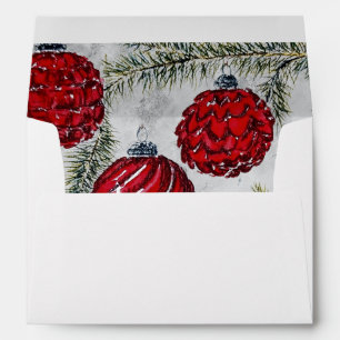 Christmas Pine Ornaments Holiday Envelope