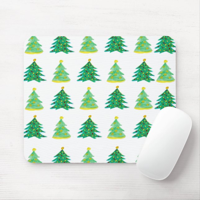 Christmas Pine Pattern Mouse Pad (With Mouse)