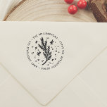 Christmas Pine Return Address Self-inking Stamp<br><div class="desc">A fun and festive self-inking stamp design, featuring a hand-drawn illustration of pine and snow, surrounded by your family name and custom home address details in round typography. Made to match our Very Merry | Gold Hand Lettering 3 Photo Christmas Holiday Collection Collection, coordinating items are available through the collection...</div>