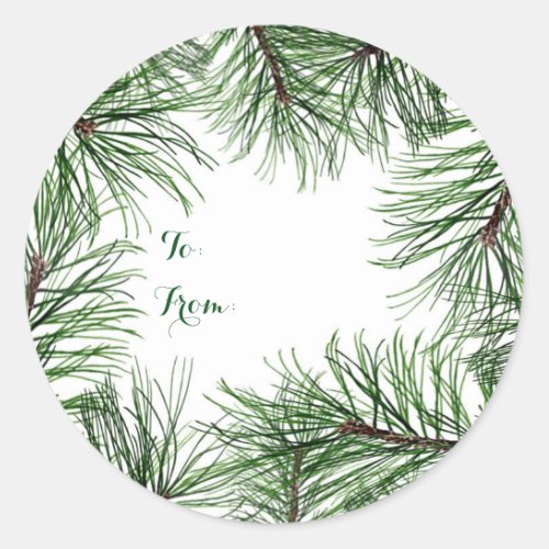 Christmas Pine Round Stickers